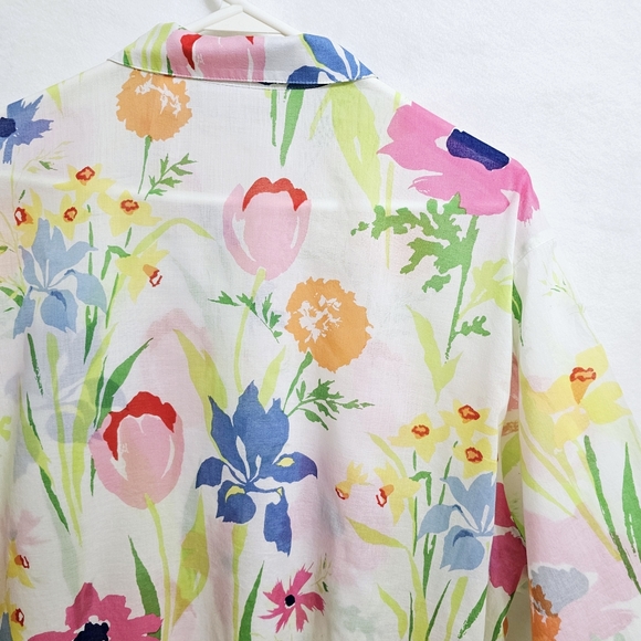 Liz Claiborne, Colorful Floral Print Blouse, Soft 100% Cotton, XL - Picture 6 of 15